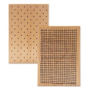 Great Impressions Rubber Stamps Lot 2 Vintage Y2K Polka Dot Grid‎ Wood Mounted